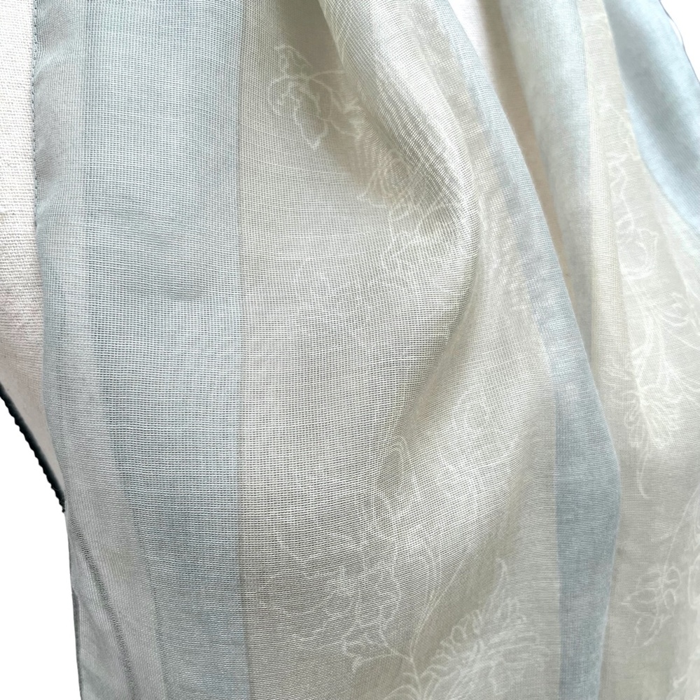 GIORGIO ARMANI LE COLLEZIONI CASHMERE/SILK BLUE & BEIGE FLORAL RECTANGLE SCARF - Picture 7 of 14